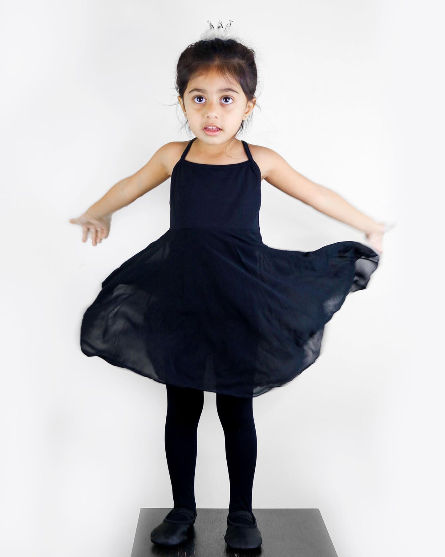 Stelle Girls' Footed Ballet Tights for Dance Class Toddler Kids,BK,L