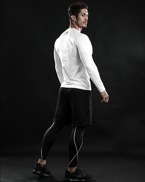 DRSKIN 4 Pack Men's Compression Shirts Top Long Sleeve Sports Baselayer Workout Running Athletic Gym (Round (SBB01+SG-BL05+SDNA08+SW-W03), M)