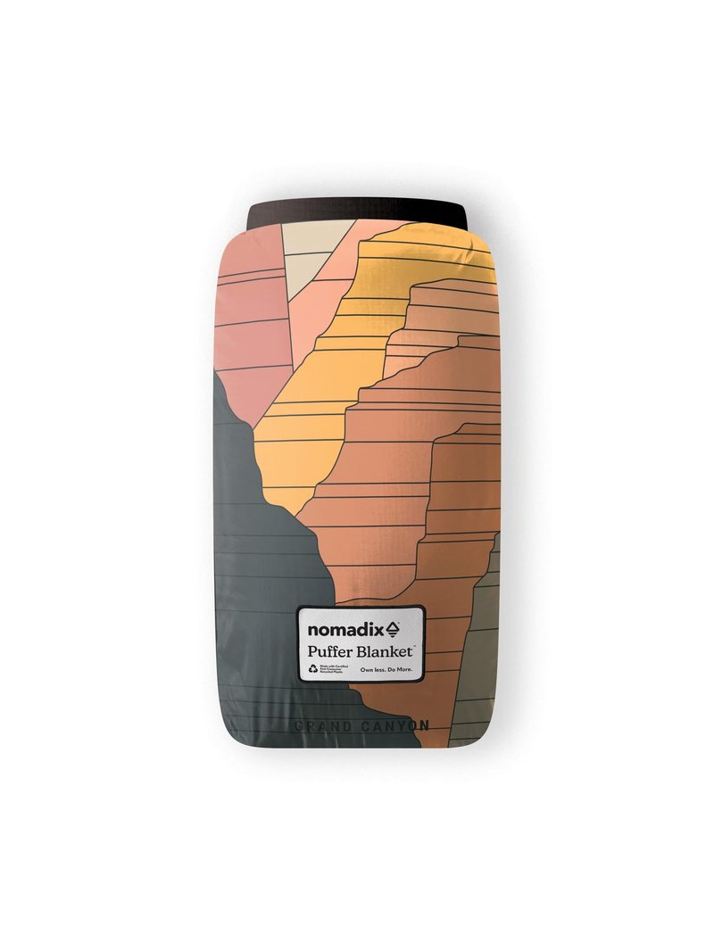 Nomadix Grand Canyon Puffer Blanket – Water-Resistant, Eco-Friendly Insulated Blanket with Snaps for Camping, Beach, and Travel, Made from Recycled Materials
