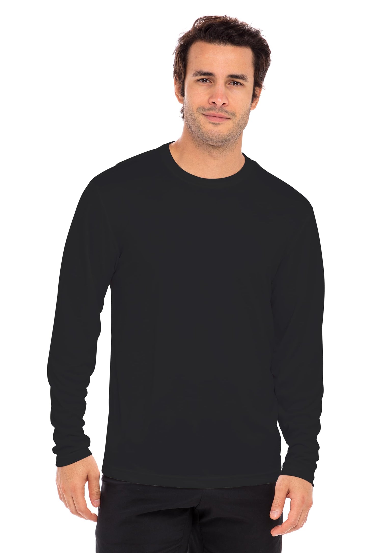 Men's Long Sleeve Moisture Wicking Athletic Shirts, Dry Fit Long Sleeve UV Protection Shirts Men for Workout, Running, Hiking Black