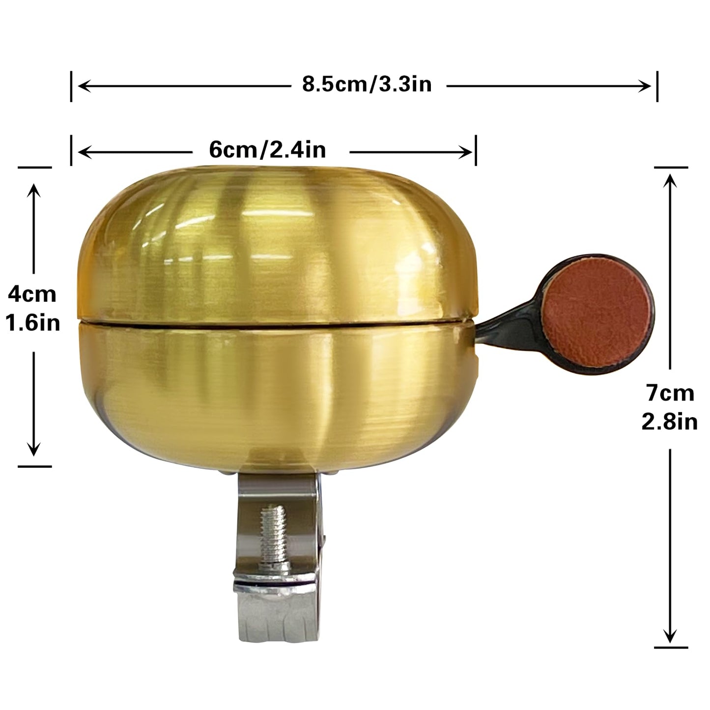 Sunviil Bicycle Bell is Made of Brass and emits a Clear resonant Sound. a Double Echo Ring with Leather Lining and dial. Suitable for City Bicycles ranging from 22.2-31.8mm