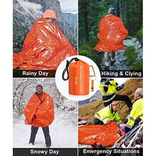 Timok Emergency Sleeping Bags Thermal-Emergency-Blankets?Ultralight Space Blankets Survival Waterproof Bivy Sack Multi-Purpose Survival Gear for Hiking, Camping, First Aid Kits, Outdoor Survival Gear