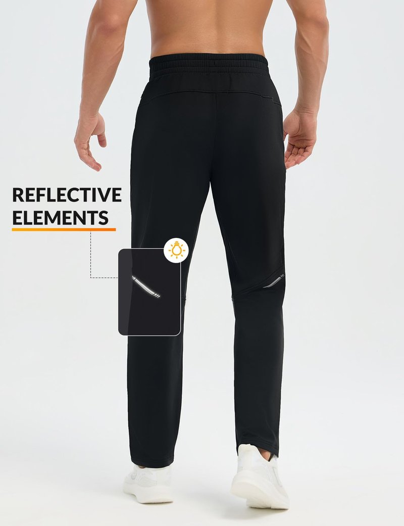 baleaf Men's Fleece Lined Running Pants with Zipper Pockets Winter Thermal Track Pants Cold Weather Warm Athletic Workout Hiking Gear Black L