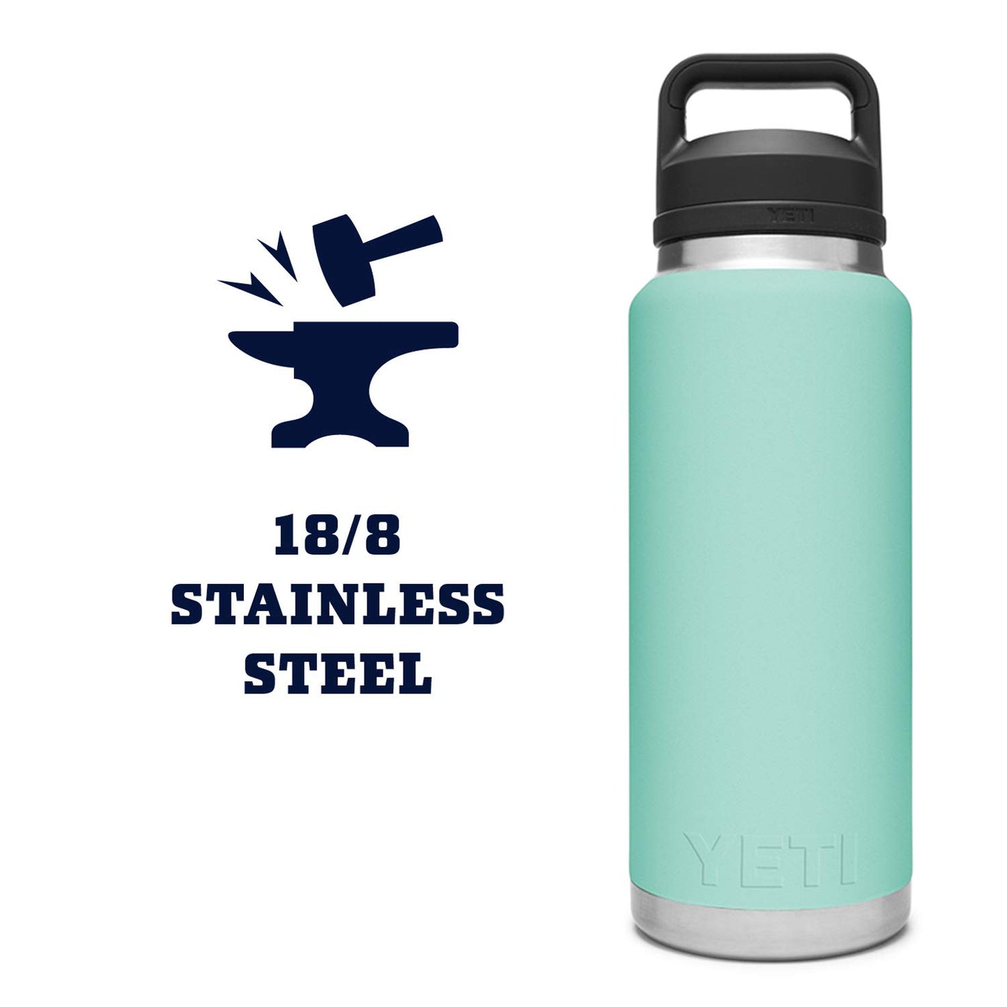 YETI Rambler 36 oz Bottle, Vacuum Insulated, Stainless Steel with Chug Cap, Seafoam