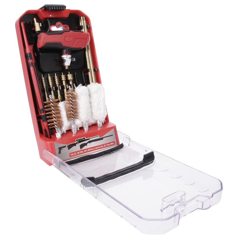 Birchwood Casey Universal Gun Cleaning Kit | Durable Versatile Gun Maintenance Cleaning Tools Set of 22 | Brushes, Mops, Jags, Patches, Rod, T-Handle, Magnetic Strip & Case Included