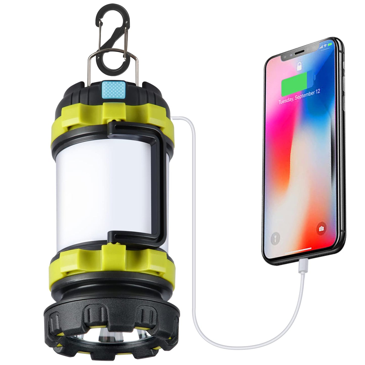 1 Pack Camping Lantern, Outdoor Led Camping Lantern, Rechargeable Flashlights with 1000LM, 6 Modes, 4000mAh Power Bank, IPX5 Waterproof Portable Emergency Camping Light for Hurricane Survival Hiking