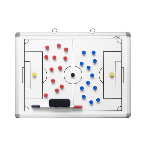 JAYO 18" x 24" Portable Soccer Tactic Board Double Sided Tactics White Board with Soccer Full Pitch on The Front Side Half Pitch on The Back Side Coaching Equipment Deluxe Carrying Bag Included