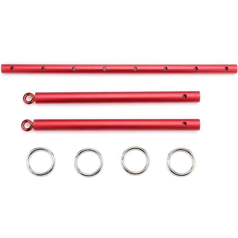 Pilates Rose Gold Spreader Bar, Exercise Bar with 4 PCS Red Fur Adjustable Strap Set, Yoga Training Fitness Gear, Sports Gym Kit, Workout Bar, Stainless Steel Spreader Bar Bonage for Home