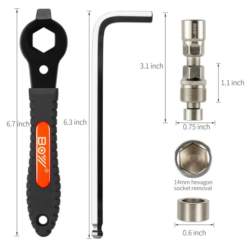 Phidinova Bike Crank Puller Tool Set, Bicycle Square Crank Remover Kit with Allen Wrench Square Taper, Spline, Compatible with ISIS Drive & Octalink Cranks Arm