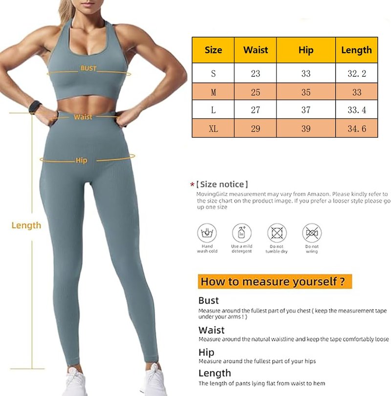 DAISHA Women’s 2 Piece Yoga Workout Outfits Sets,Seamless Yoga Leggings with Padded Stretchy Sports Bra,Gym Clothes.
