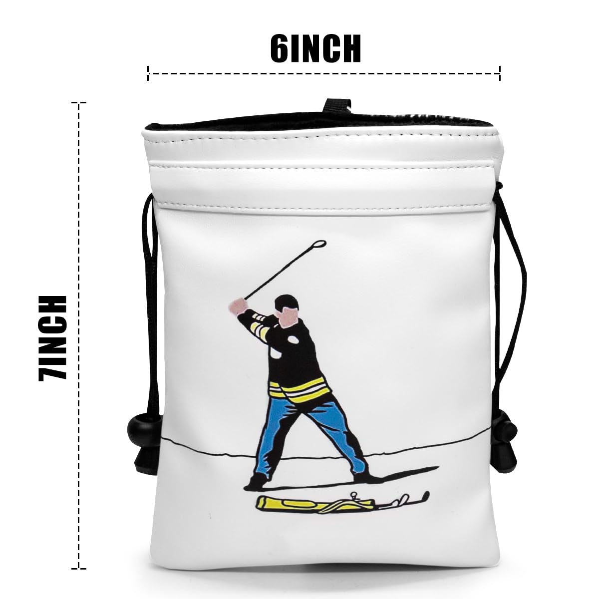 Funny Golf Valuables Bag with Drawstrings - Synthetic Leather Tee Pouch for Men, White Gifts for Golfer