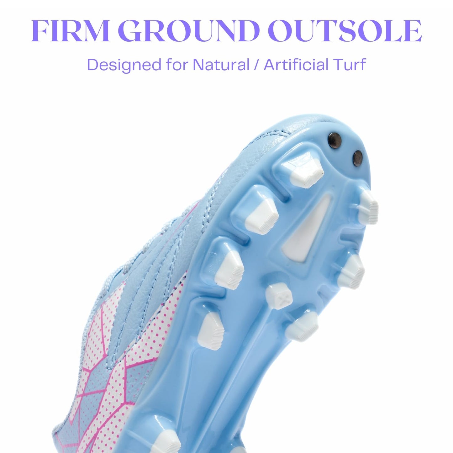 LIGVIV Girls Soccer Cleats for Toddler and Little Kids - FG Lace Up Soccer Shoes - Firm Ground Outsoles for Artificial Turf (Pink Blue, Little Kid, 11, Numeric, US Footwear Size System, Medium)