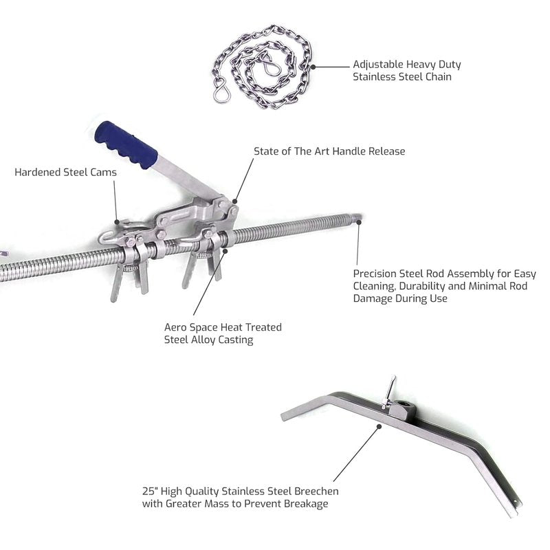 Calf Puller - 65” Surgical Tool for Enhanced Calving Efficiency | Ergonomic Design, Precision Ratchet, Multiple Hooks, Stainless Steel