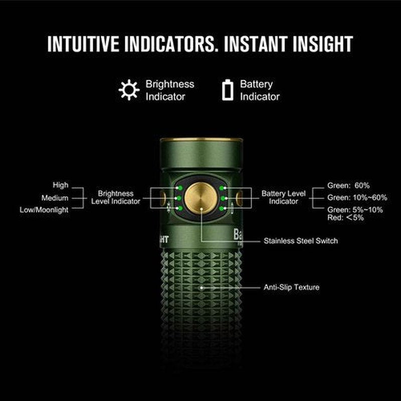 OLIGHT Baton4 Rechargeable LED Pocket Flashlight 1300 Lumens Bundle with I1R 2 Pro EOS 180 lm Keychain Light