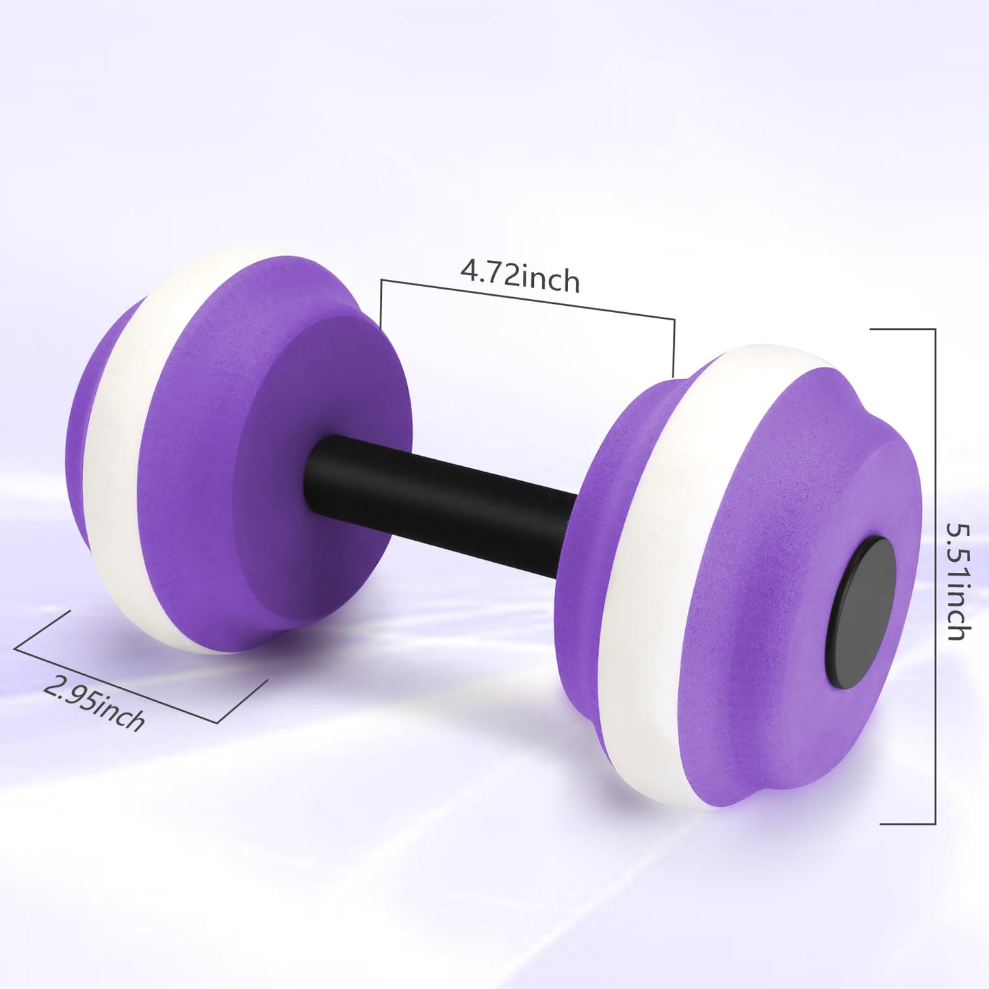 2024 NEW Aquatic Dumbbells, Set of 2 Water Aerobic Exercise Foam Dumbbell Pool Resistance, Detachable Water Aqua Fitness Barbells Hand Bar Exercises Equipment for Weight Loss, Purple