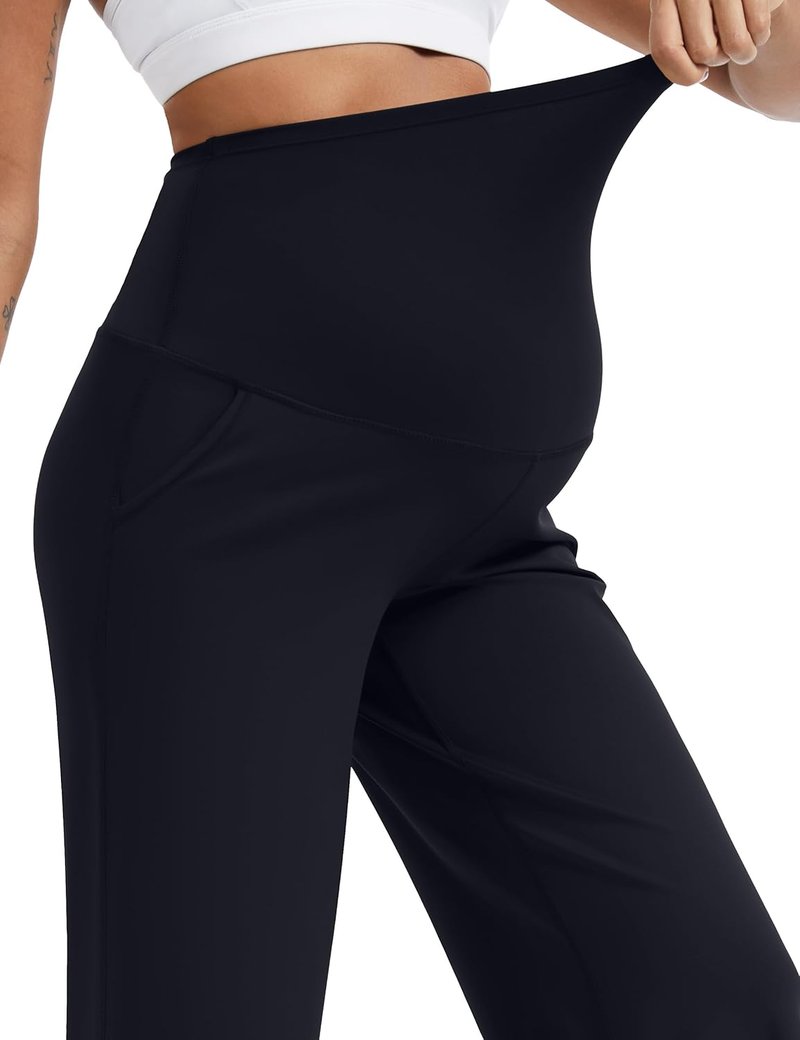 Maternity Yoga Pants - Over The Belly Wide Leg Stretchy Lounge Trousers for Pregnancy | Soft & Comfortable