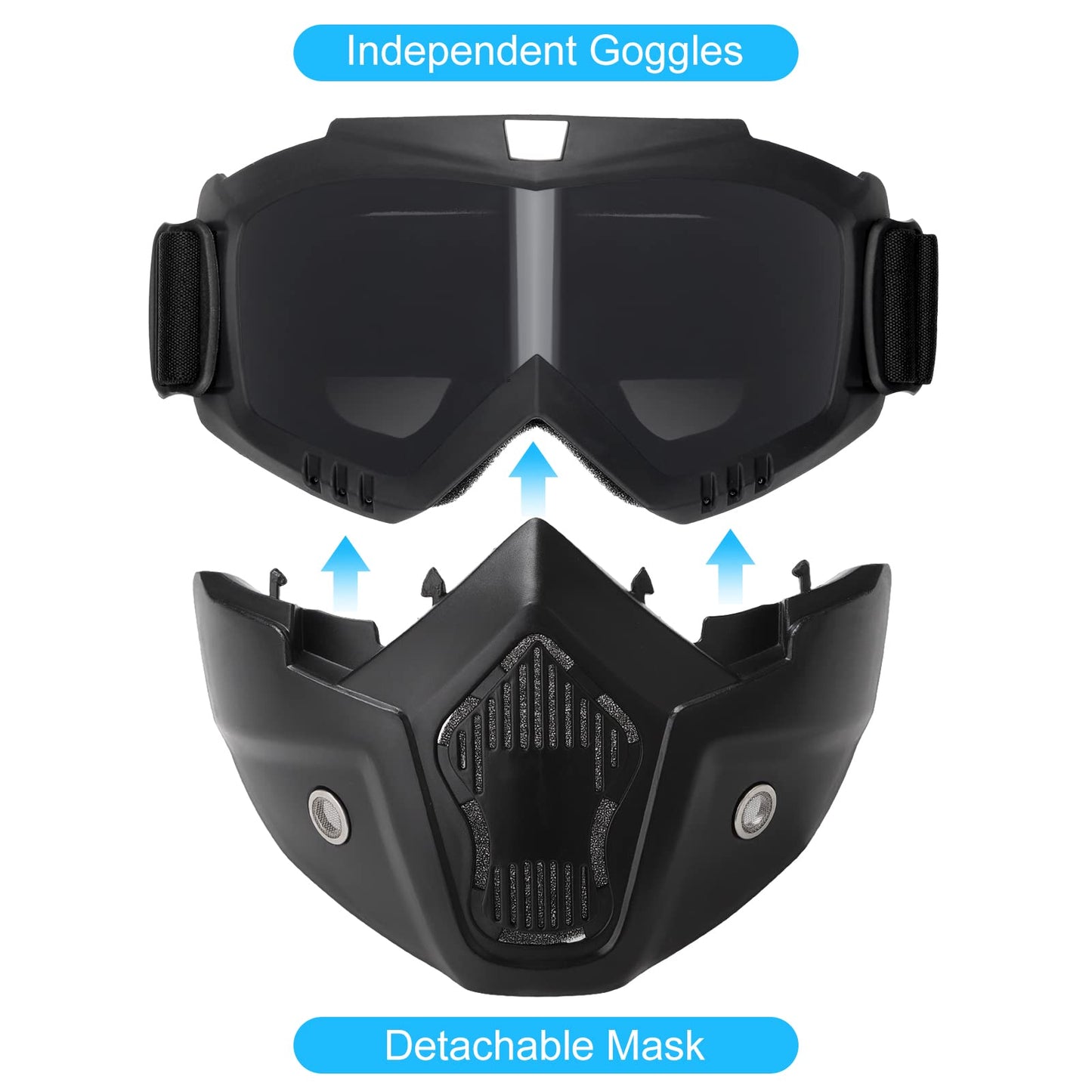 VPZenar Full Face Airsoft Mask and Helmet,Black Tactical Helmet with NVG Mount, Anti Fog Paintball Mask, Detachable Goggles, Tactical Protective Gear