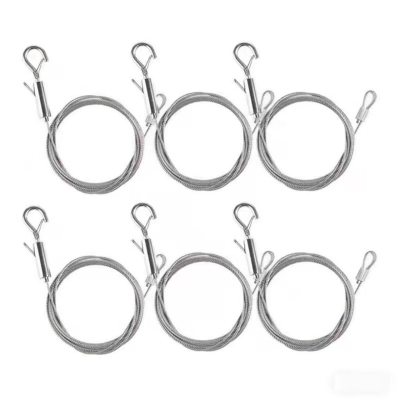 Adjustable Picture Hanging Wire 6PCS Mirror Frame Kit, 78.70.059in, Loop-Hook Design, Stainless Steel, for Mirrors, Frames, Artwork, Light Lamp, Billboards, Basket Flowerpot, Holds 44lbs