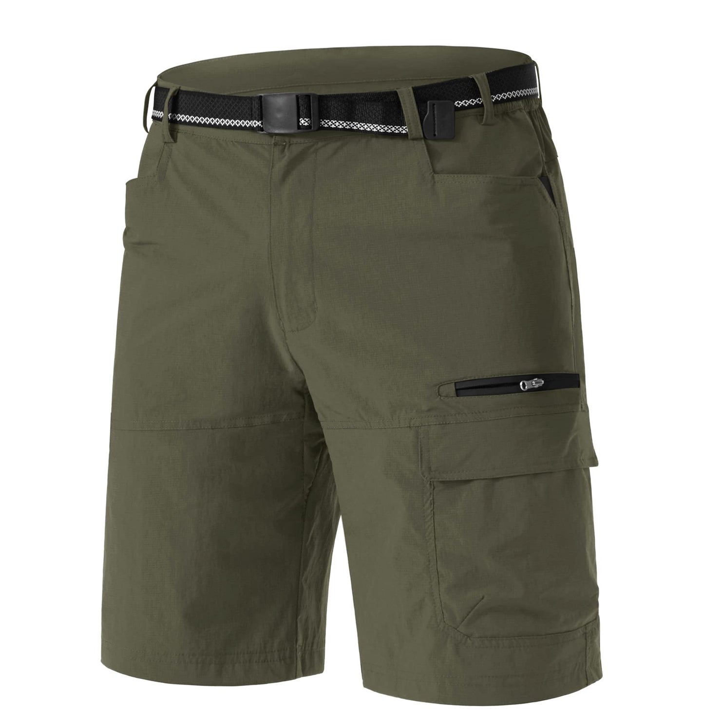 TACVASEN Cargo Shorts for Men Outdoor Work Hiking Shorts Lightweight Quick Dry Casual Summer Golf Dress Fishing Elastic Waist Green 32