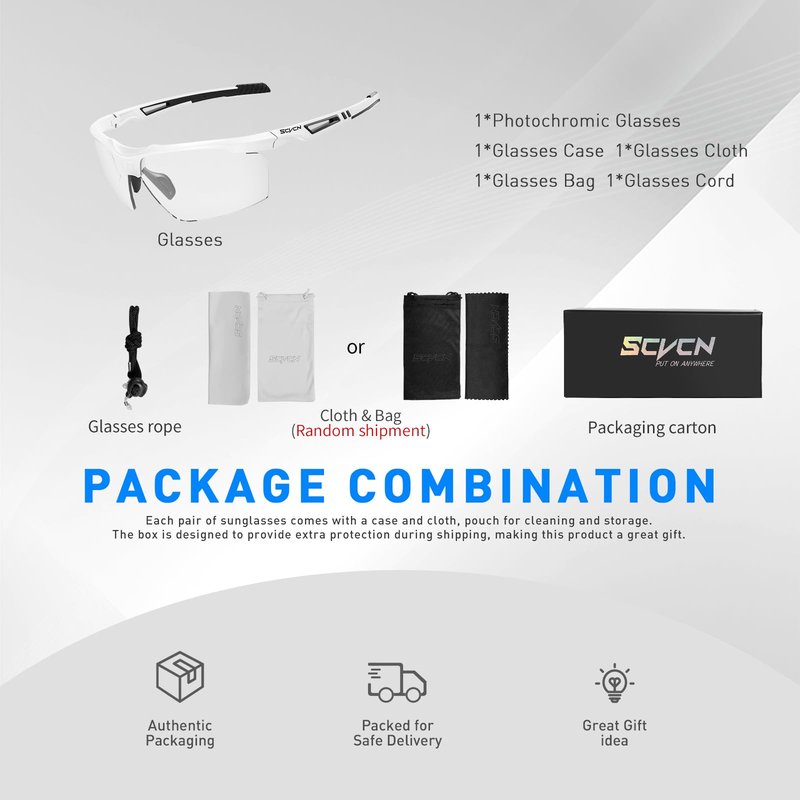 SCVCN Photochromic Sport Sunglasses Cycling Clear Glasses Men Women UV400 Protection MTB BMX Fishing Running Riding Golf Driving Bike Softball Baseball 05