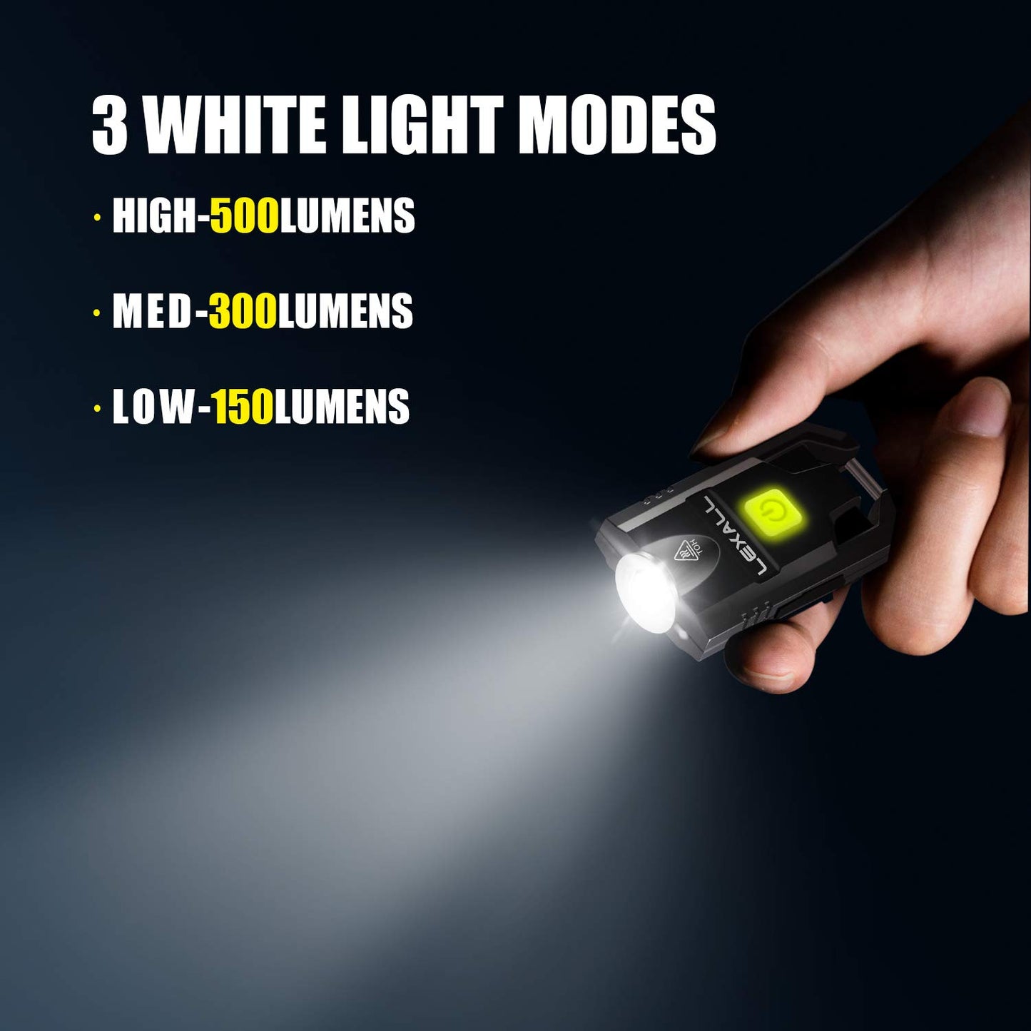 LED Small Flashlight, 500Lumens Bright Mini Keychain Light, Portable USB Rechargeable Pocket Lights with 3 Modes Compact Baseball Cap Lights Indoor and Outdoor for Walking,Searching and Hiking