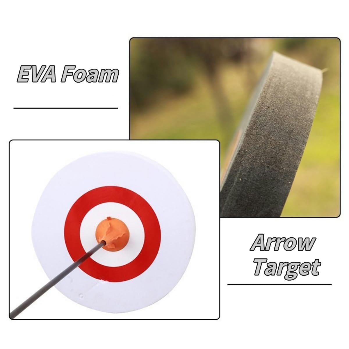 Foam Archery Target, High Density Round EVA Target for Indoor and Outdoor Practice, Sports Accessories for Backyard (White Red Target)
