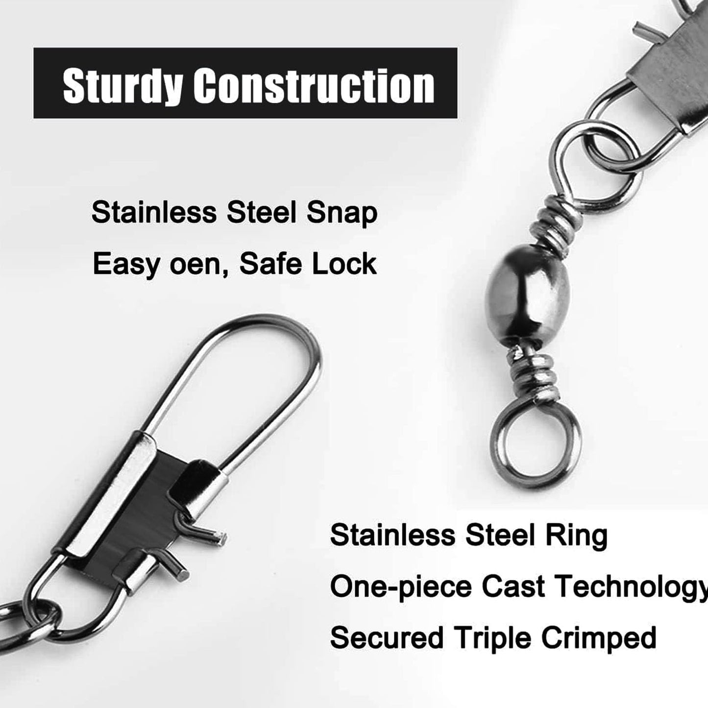 Fishing Barrel Swivel - High Strength Stainless Steel Snap Swivel for Saltwater & Freshwater | 50/230pcs, 26-137LB
