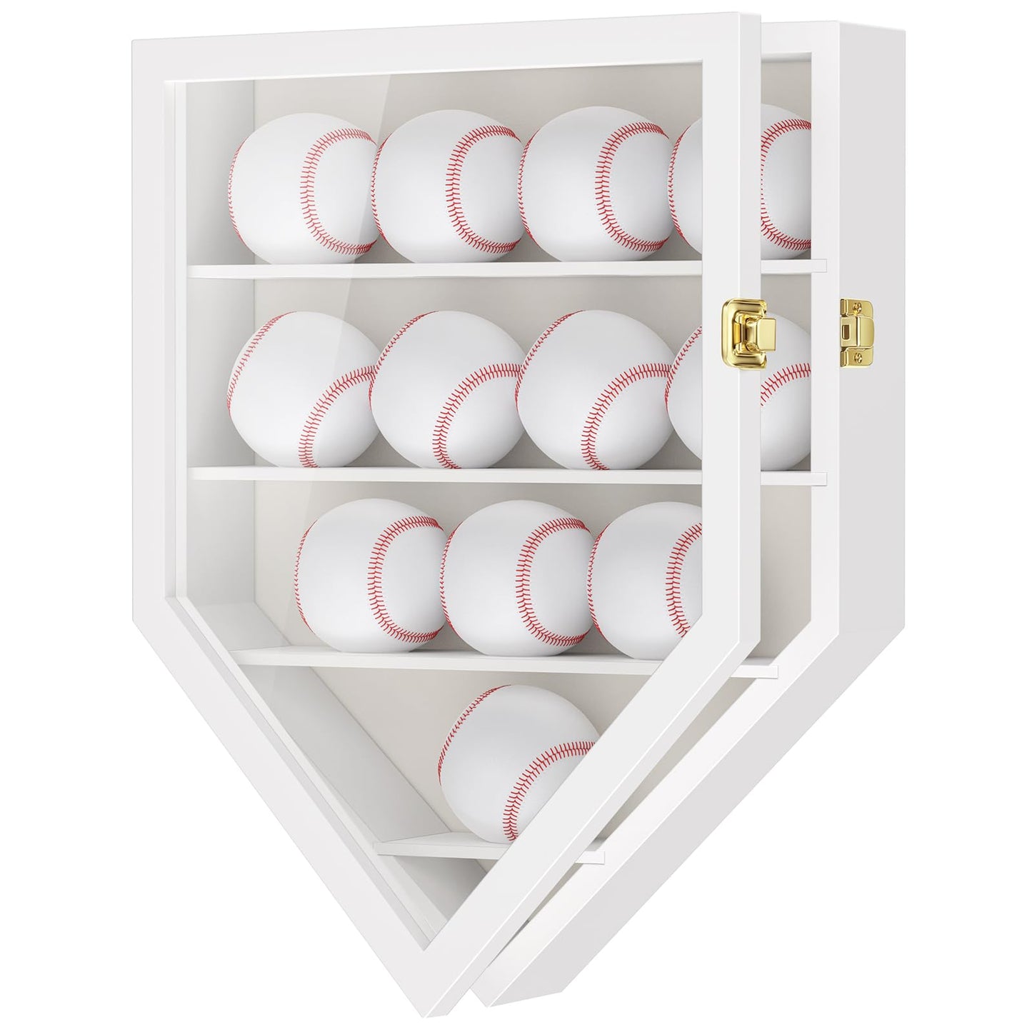 TJ.MOREE 12 Balls Baseball Display Case Wall-Mounted, Durable Wood White