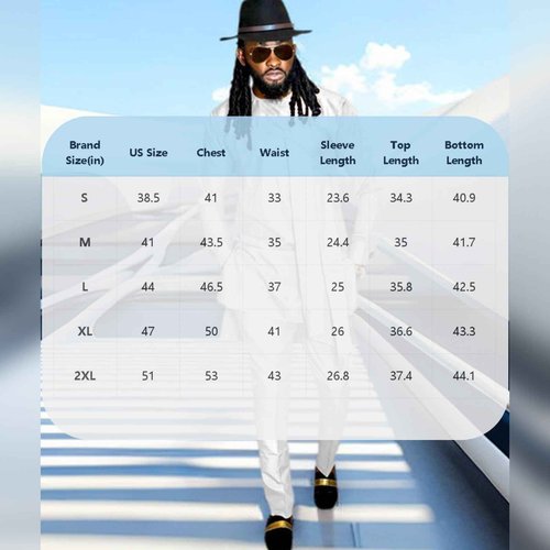 SEA&ALP Men's Fashion Clothes African Shirt and Pant Suit Dashiki Long Sleeve Casual Outfits Blouse Pockets Black T6 Large