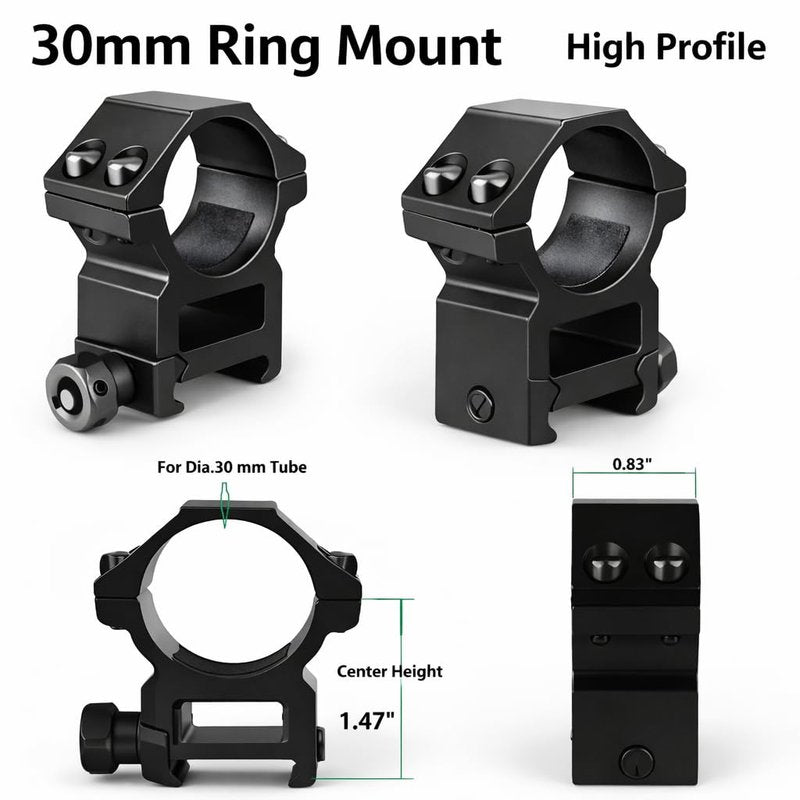 GOTICAL 2 Pair of 30mm Scope Rings Set - 1 Pair of Medium Profile and 1 Pair of High Profile Scope Rings for Picatinny/Weaver Rail - 4 Pack