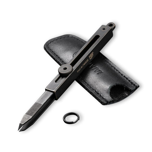 CIVIVI Precision Tweezers for Splinters, Retractable Keychain Tweezers for Men Women EDC Carry, Tac-N-Tweeze Tweezers with Leather Sheath Designed By Bob Terzuola C19062B-A