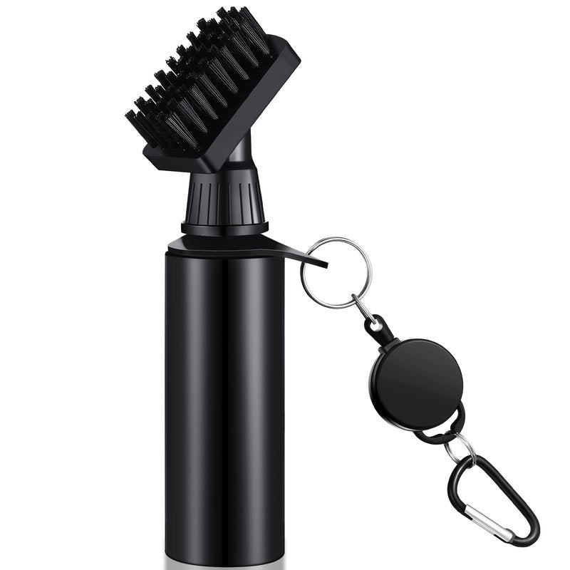 Meanplan 2 Packs Golf Clubs Cleaning Water Brush, Retractable Aluminum Climbing Hook Golf Club Groove Cleaner, Nylon Brush Head and Squeeze Water Bottle Holds 4 Ounces