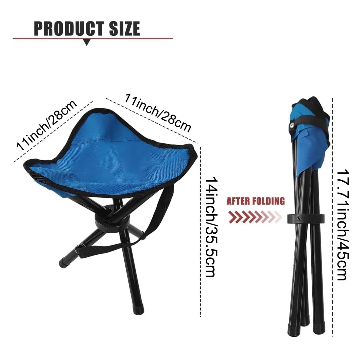 CebraBounze Travel Folding Camping Stool, Use Height 14" and Max Weight 210 lbs Outdoor Portable Party Chair Fishing Chair Seat for Camping Fishing Hiking Gardening and Beach Painting