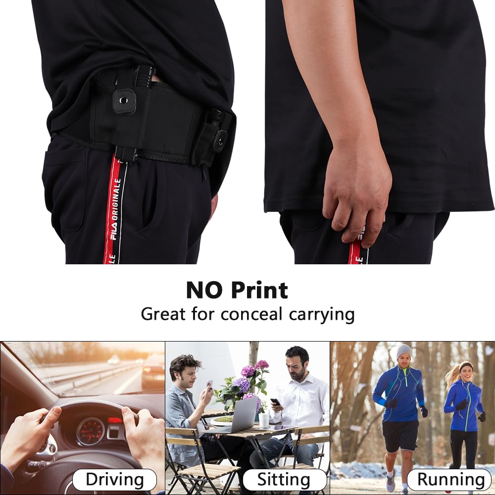 Belly Band Holsters for Concealed Carry: Aomago Gun Holster for Women | Men Fits Glock | Smith Wesson | Taurus | Ruger and More Breathable Neoprene - Waistband Holster for Most Pistols and Revolvers