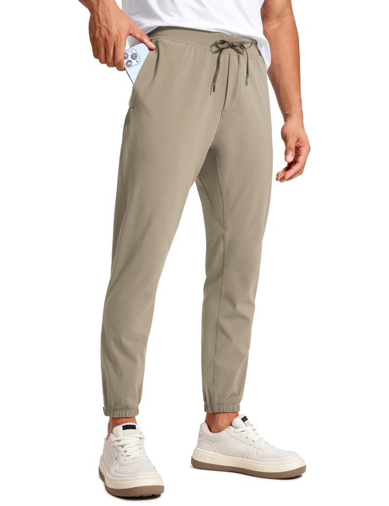 CRZ YOGA 4-Way Stretch Athletic Joggers for Men 28" - Track Golf Gym Workout Hiking Pants with Pockets Khali Barley Medium