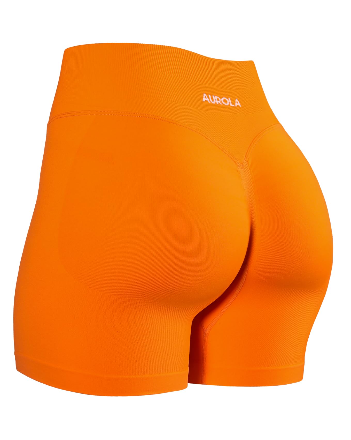 AUROLA Influence Collection Workout Shorts for Women,No Roll Up Squat Proof New Scrunch Seamless Compression Gym Short, Persimmon Orange, M