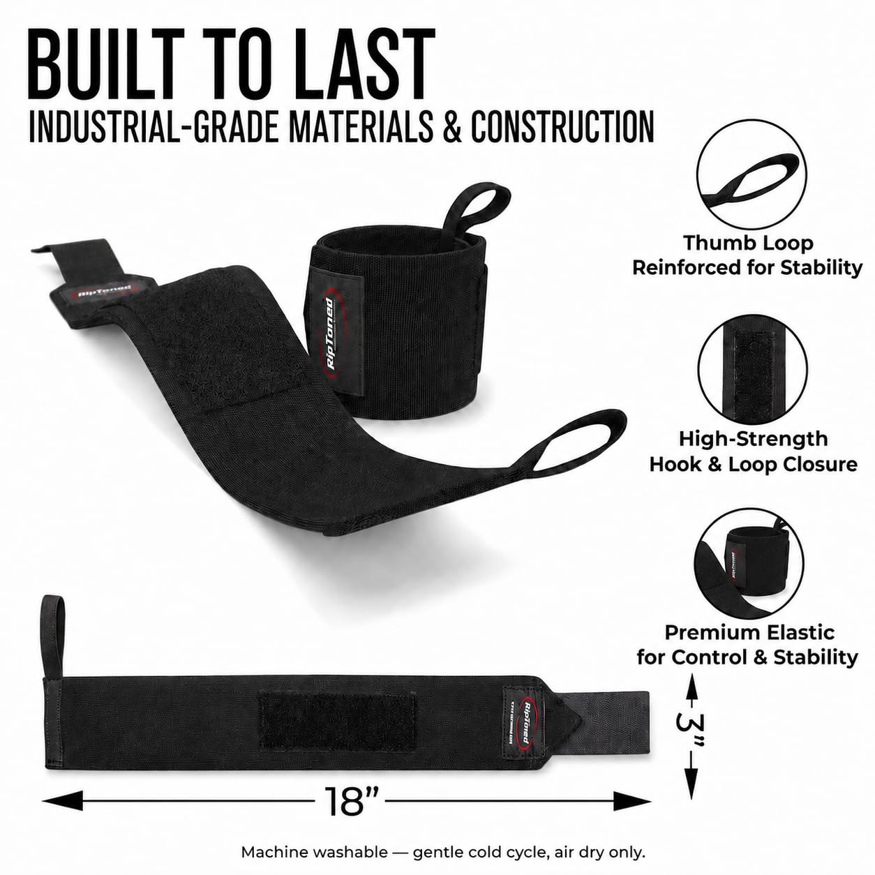 Rip Toned 18" Wrist Wraps for Weightlifting - Small Floral Flex, USPA