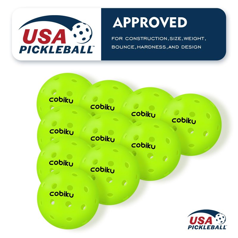 COBIKU Premium Outdoor Pickleballs Balls 6Pack - USAPA Approved Tournament and Competition Pickleball with Perfectly Balanced and Visibility, 40 Hole Pickleball Ideal for All Skill Levels - Neon Green