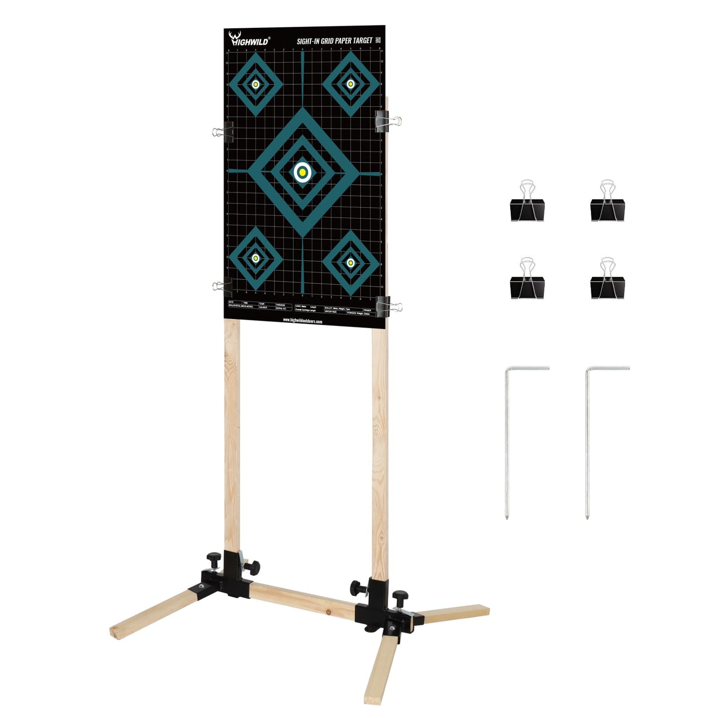 Highwild Shooting Stand Base Kit Steel Shooting Stand for Paper Targets Cardboard Silhouette and 1x2 Wooden Supports - 1 Set