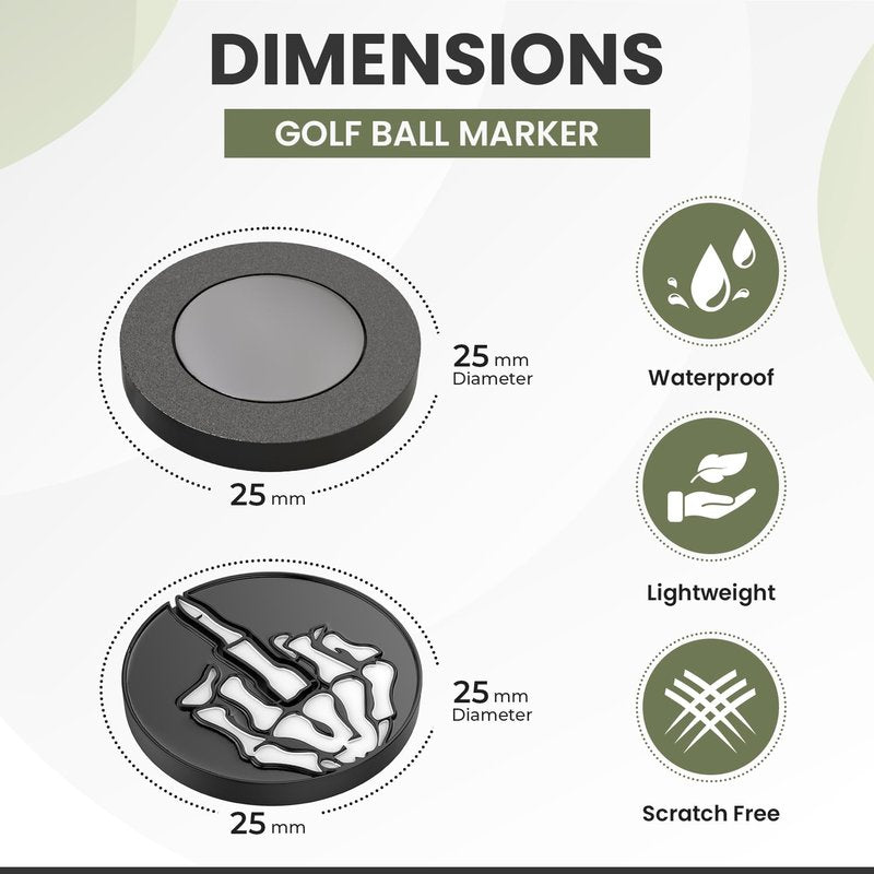 Ultimate Bone Black base Middle Finger Golf Ball Marker with Magnetic Hat Clip | Alignment Ball Mark, Funny Golf Accessories - Great Gift for Golf Lovers Golf Cap Premium Gifts, Golf Enthusiasts Gifts