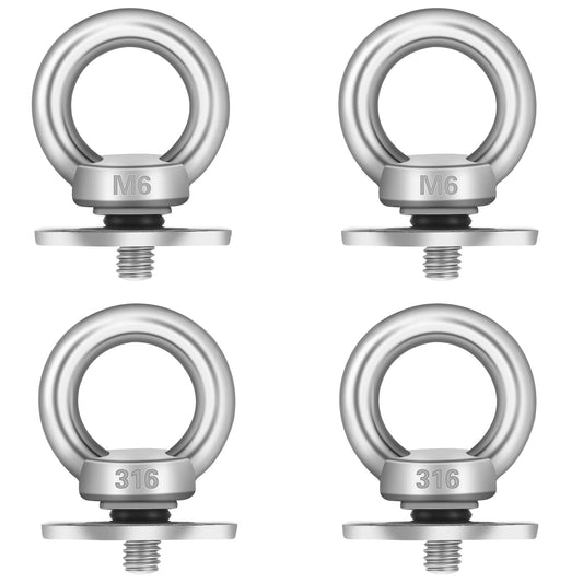 4 Packs Kayak Track Mount Accessories, Stainless Steel Kayak Track Mount Tie Down Eyelet Kayak Rail Mount Accessories M6 Bolt Hold Bungee Cord or Ropes for Kayak Canoe Boat Bungee Cord or Ropes