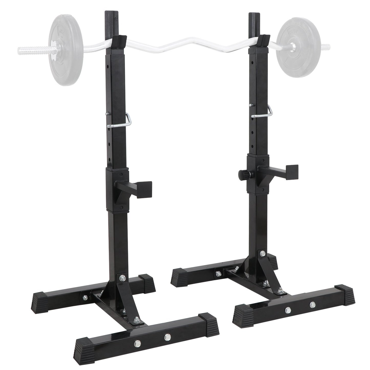 Saturnpower Pair of Adjustable Squat Rack 40inch-66inch Barbell Bracket Solid Steel Free Press Bench, Home Gym Portable Dumbbell Racks Stands, Family Sports Fitness Equipment,Black
