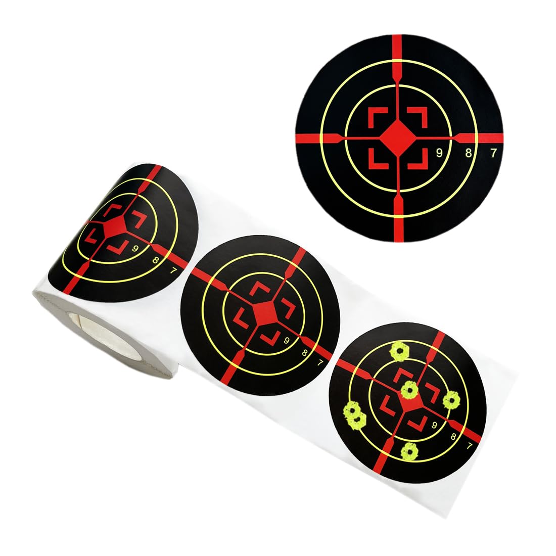 PISTEP Splatter Targets for Shooting 3 Inch Reactive Paper Target Stickers 250 Self Adhesive Target Roll for BB Gun, Pellet Gun, Airsoft, Rifle Indoor and Outdoor Shooting Range