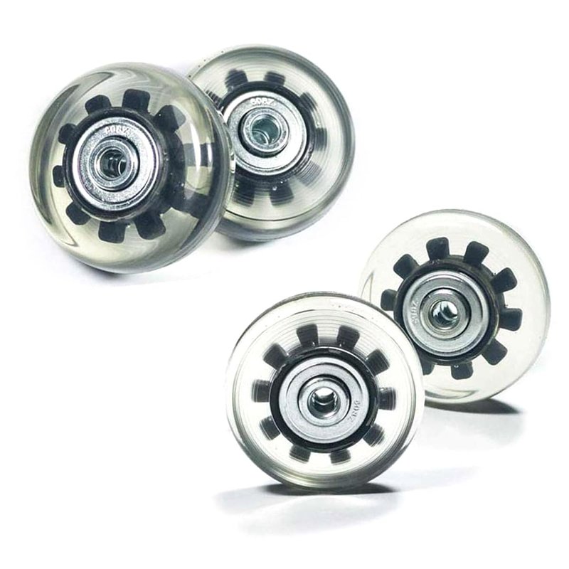 LOTOWELZON 4Pcs Set Luggage Replacement Wheels 50mm with 6mm(0.24") Bearings Repair Kits ABEC 608zz for Suitcase and Inline Outdoor Skate and Caster Board (Black&Clear, OD50*THK18mm/1.97"*0.7")