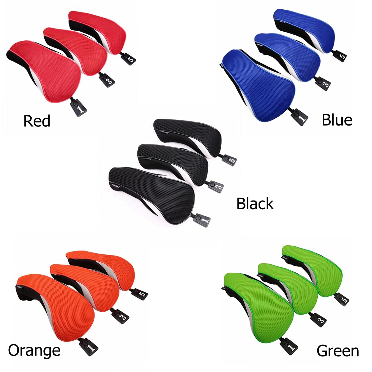 3pcs/Set New Driver # 1 3 5 Fairway Wood Cover Golf Club Headcover (Blue)