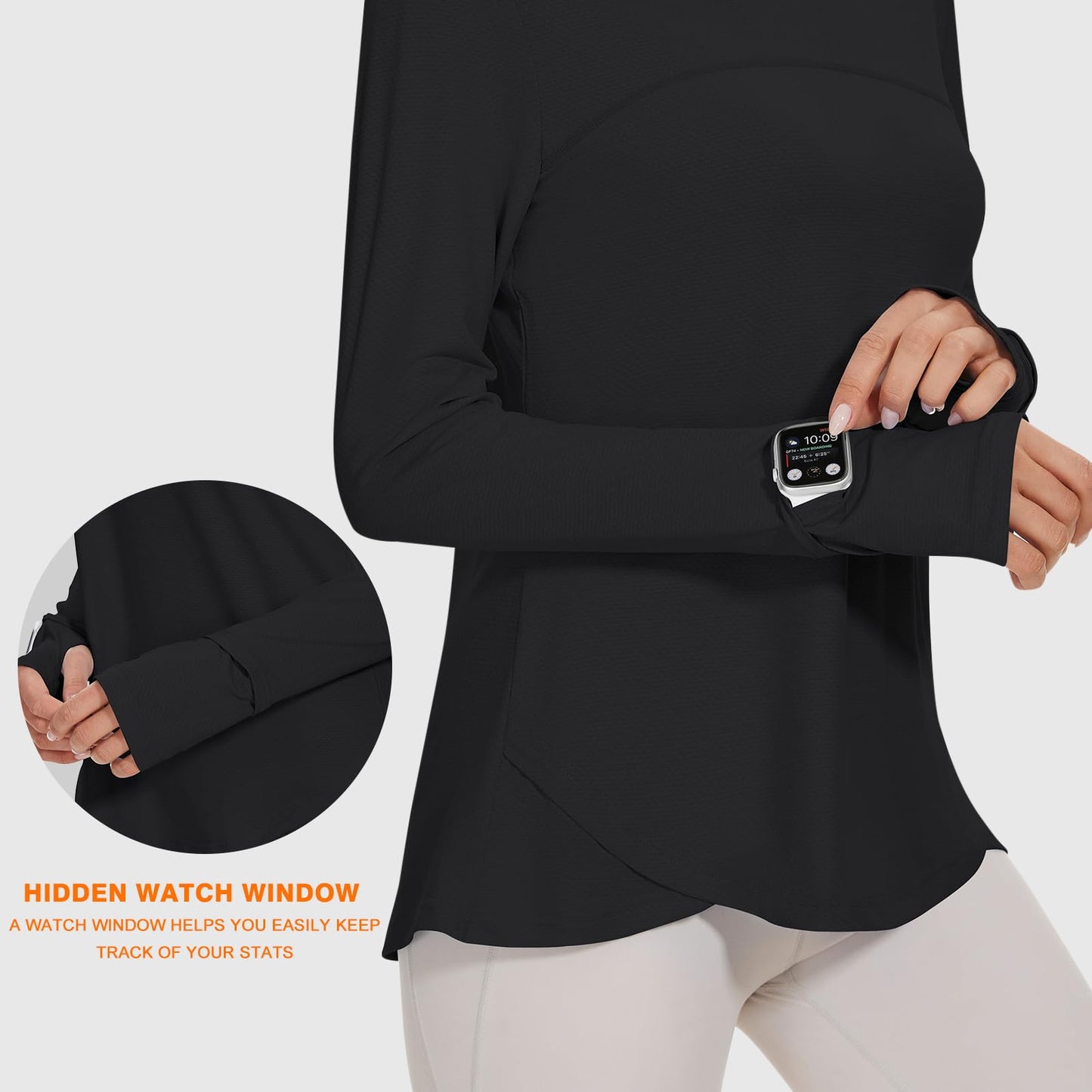Blingfit Women's Workout Tops Long Sleeve Running Hiking Athletic Gym Shirts Lightweight UPF50+ UV Rash Guard Sun Protection