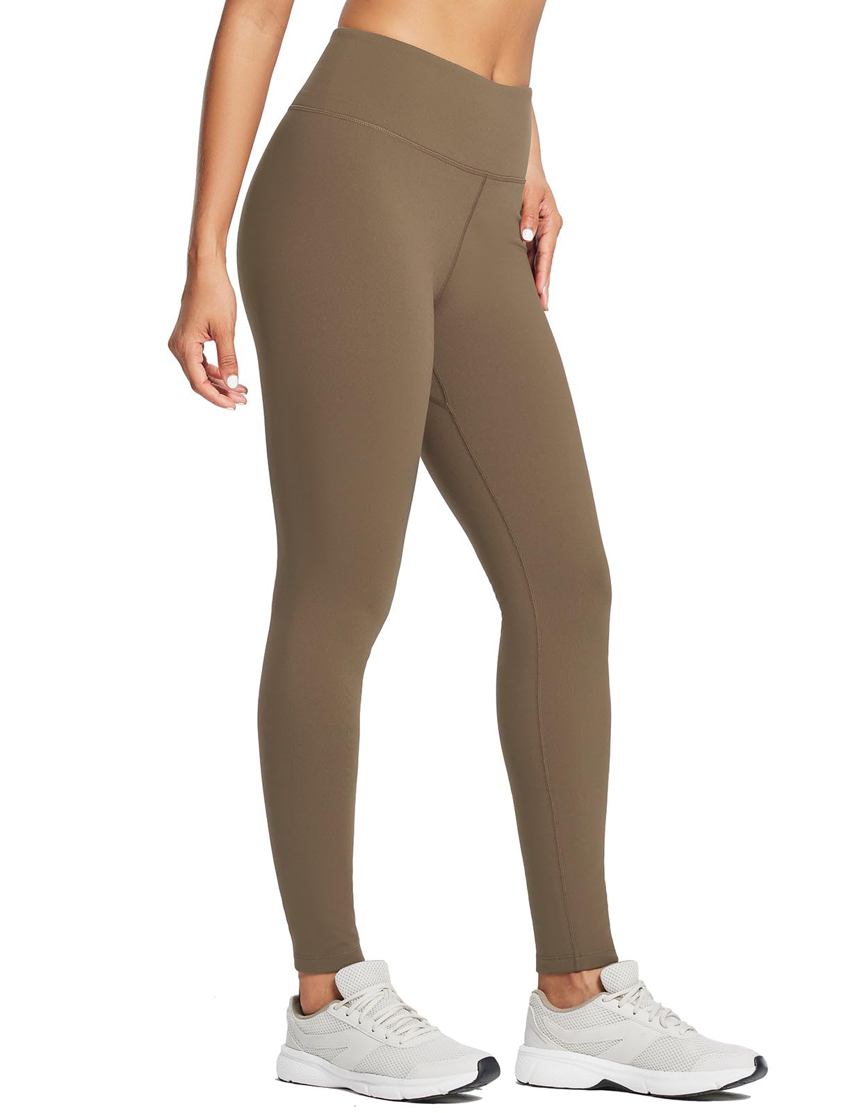 baleaf Fleece Lined Leggings for Women Water Resistant Thermal Hiking Pants Running Gear Skiing Tights Cold Weather Brown S
