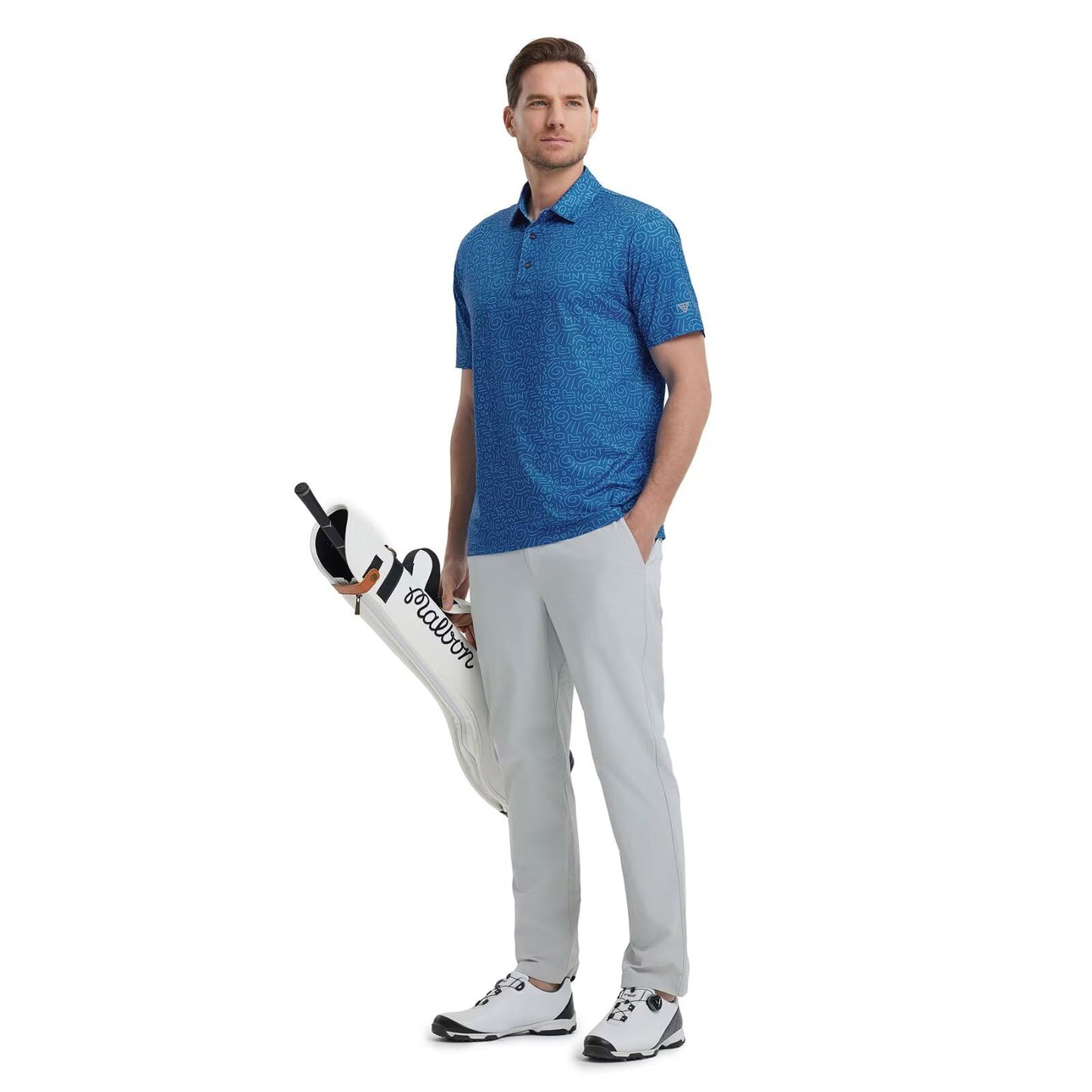 M MAELREG Polo Shirts for Men Quick Dry Fit Short Sleeve Performance Moisture Wicking Print Men’s Golf Shirts