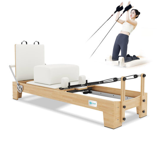 JOYRIDER Pilates Reformer Machine, Pilates Reformer Workout Machine for Home Gym, Studio Grade Pilates Machine Equipment Bundle with 6 Springs,Padded Jump Board-Up to 992 lbs Weight Capacity(White)