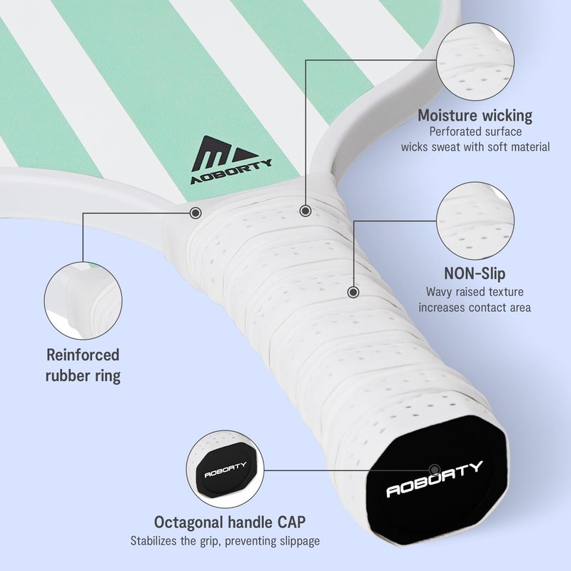 AOBORTY Pickleball Paddles 4 Pack - USAPA Light Graphite Premium Rackets Fiber Face & Polymer Honeycomb Core Pickleball Set with 6 Outdoor Indoor Balls Including Portable Carry Bag